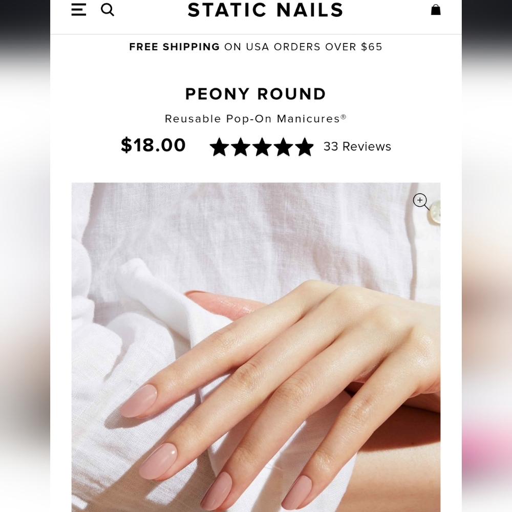 Static Nails Peony Round Press-On Nails